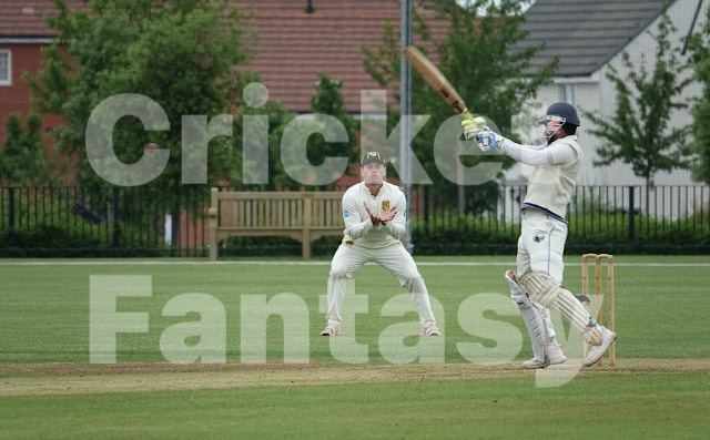 Cricket players in action